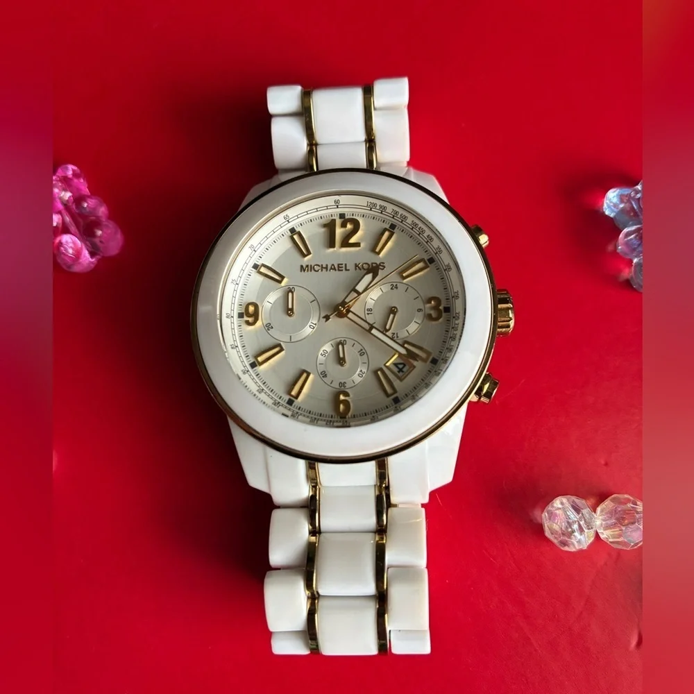 Michael Kors White and Gold Women's Watch